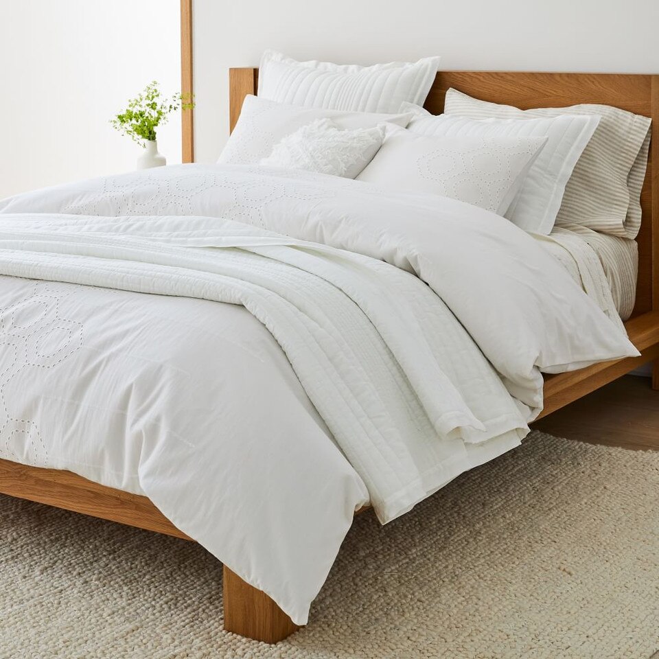 Organic Cotton Eyelet Quilt Cover & Pillowcases West Elm Australia